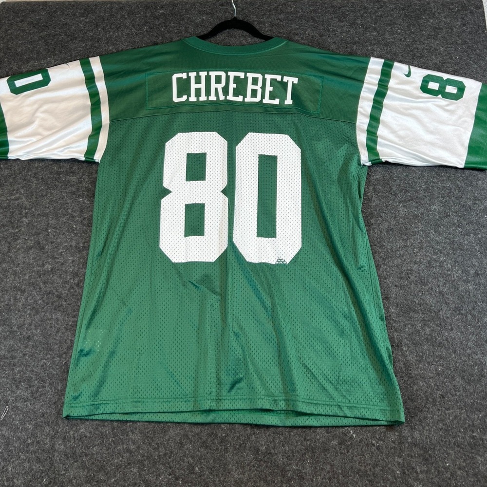 VINTAGE Nike New York Jets Jersey Mens XL Green Wayne Chrebet #80 Football Shirt